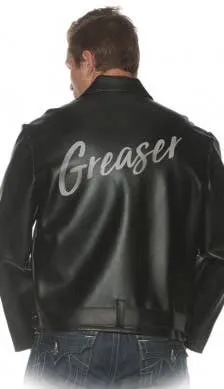 1950s Greaser Black Leather Look Mens Costume Jacket