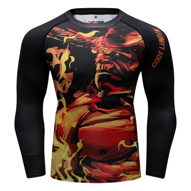 Ashore Shop Men's Running Long Sleeve Rash Guard Compression Shirt