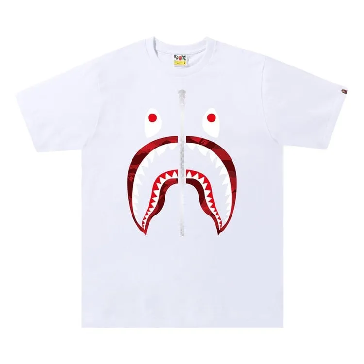 BAPE Color Camo Shark Tee 'White/Red', White