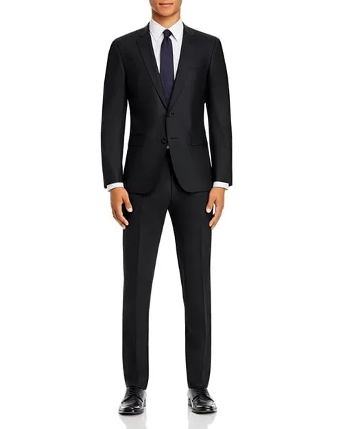 BOSS Huge/Genius Fit Slim Fit Wool Suit in Black