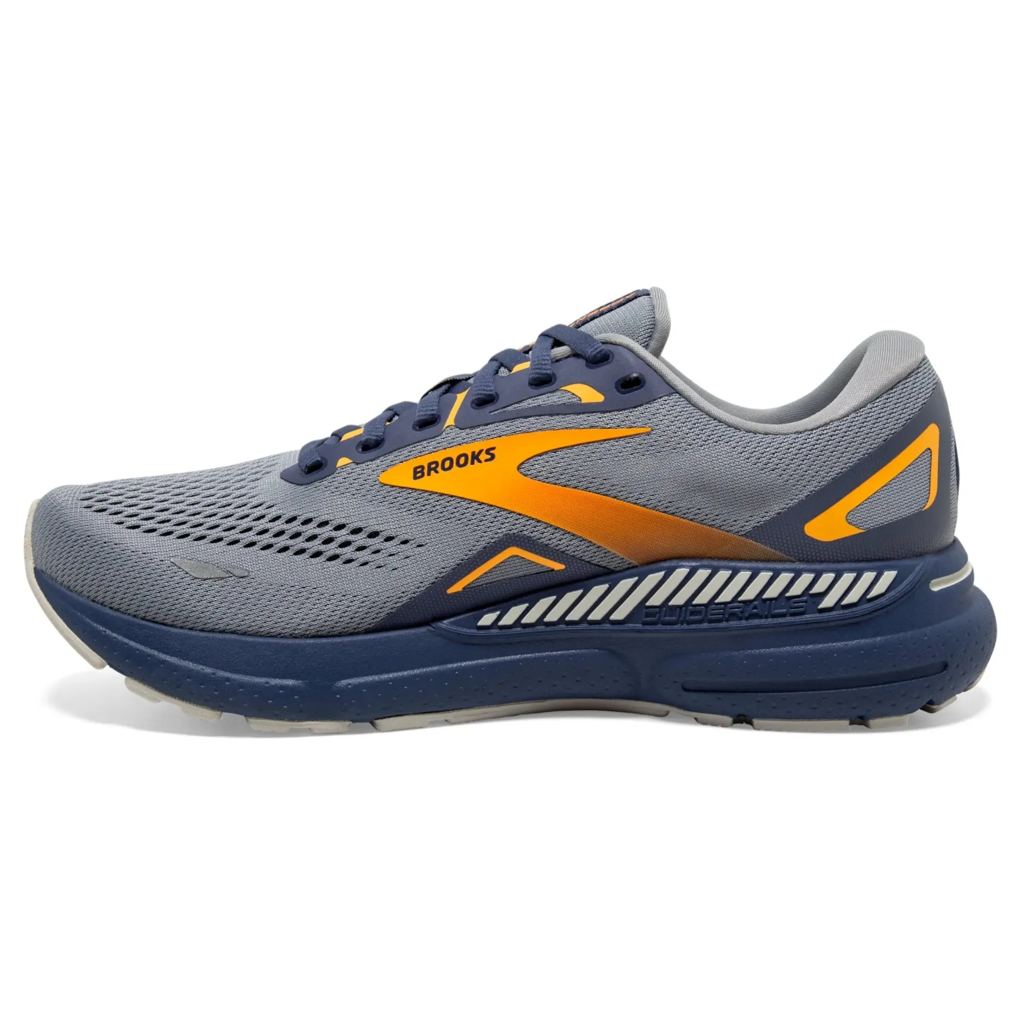 Brooks Men's 110391 027 Adrenaline GTS 23 Grey Crown Blue Orange Cushion Support Running Shoes