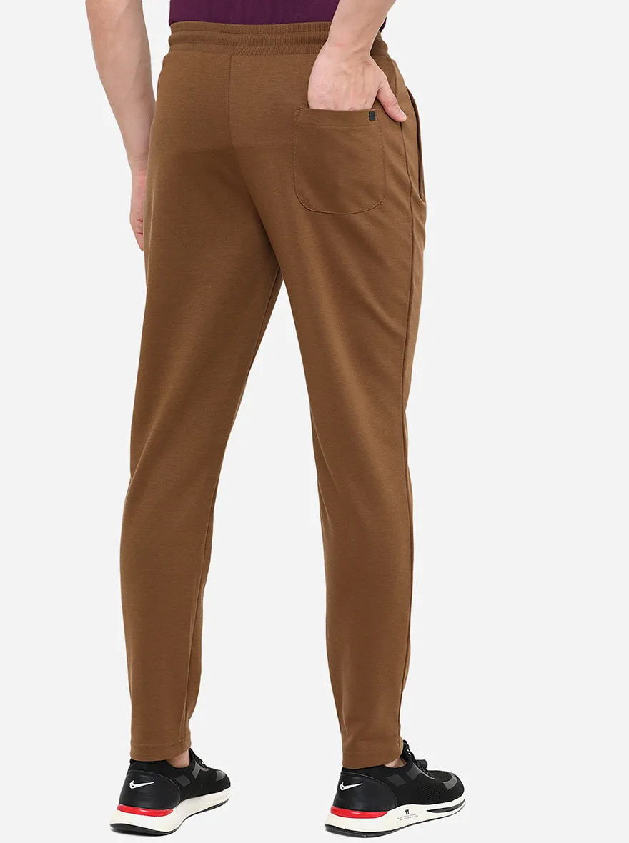 Brown Solid Slim Fit Track Pant | JadeBlue