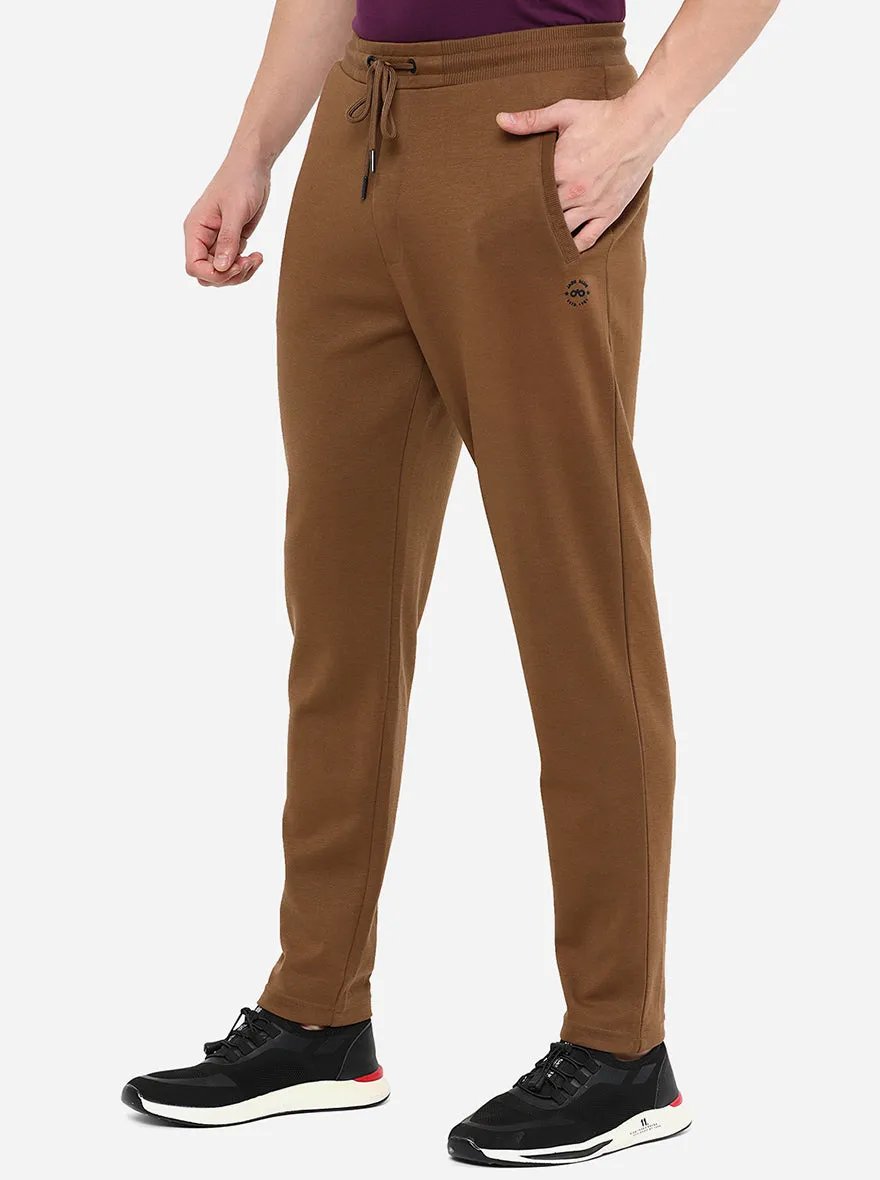 Brown Solid Slim Fit Track Pant | JadeBlue