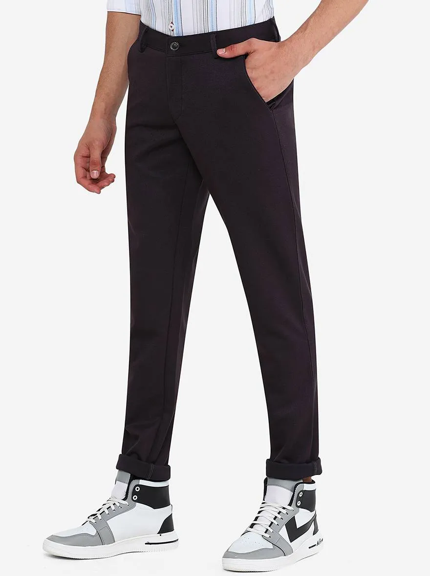 Charcoal Black Solid Venice Fit Casual Trouser | JadeBlue