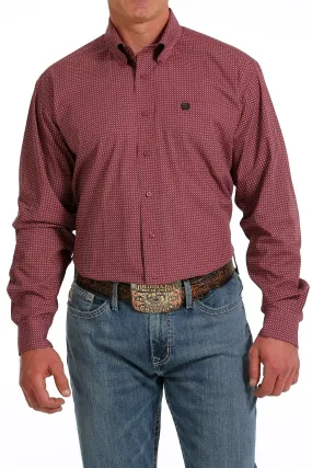 Cinch Mens Geo Print Button-Down Western Shirt - Fuchsia/ Black  MTW1105595