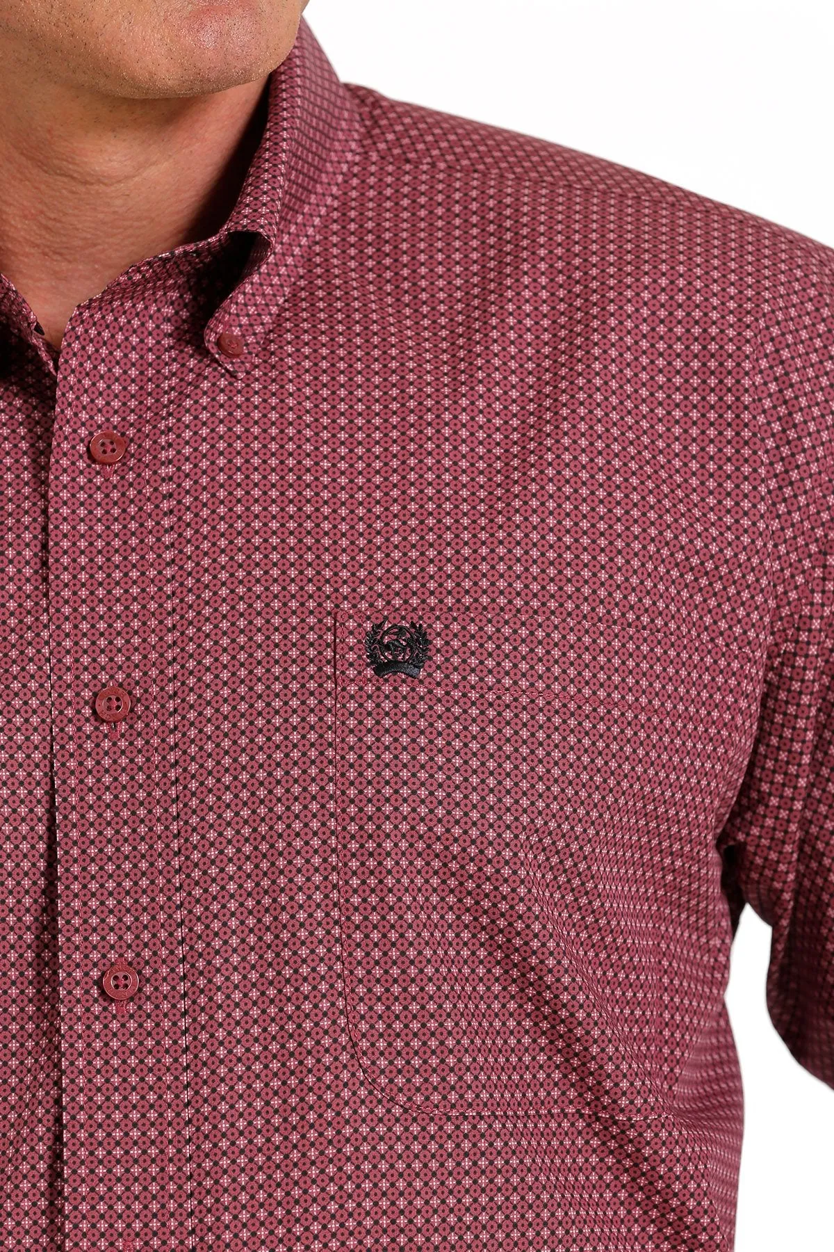 Cinch Mens Geo Print Button-Down Western Shirt - Fuchsia/ Black  MTW1105595