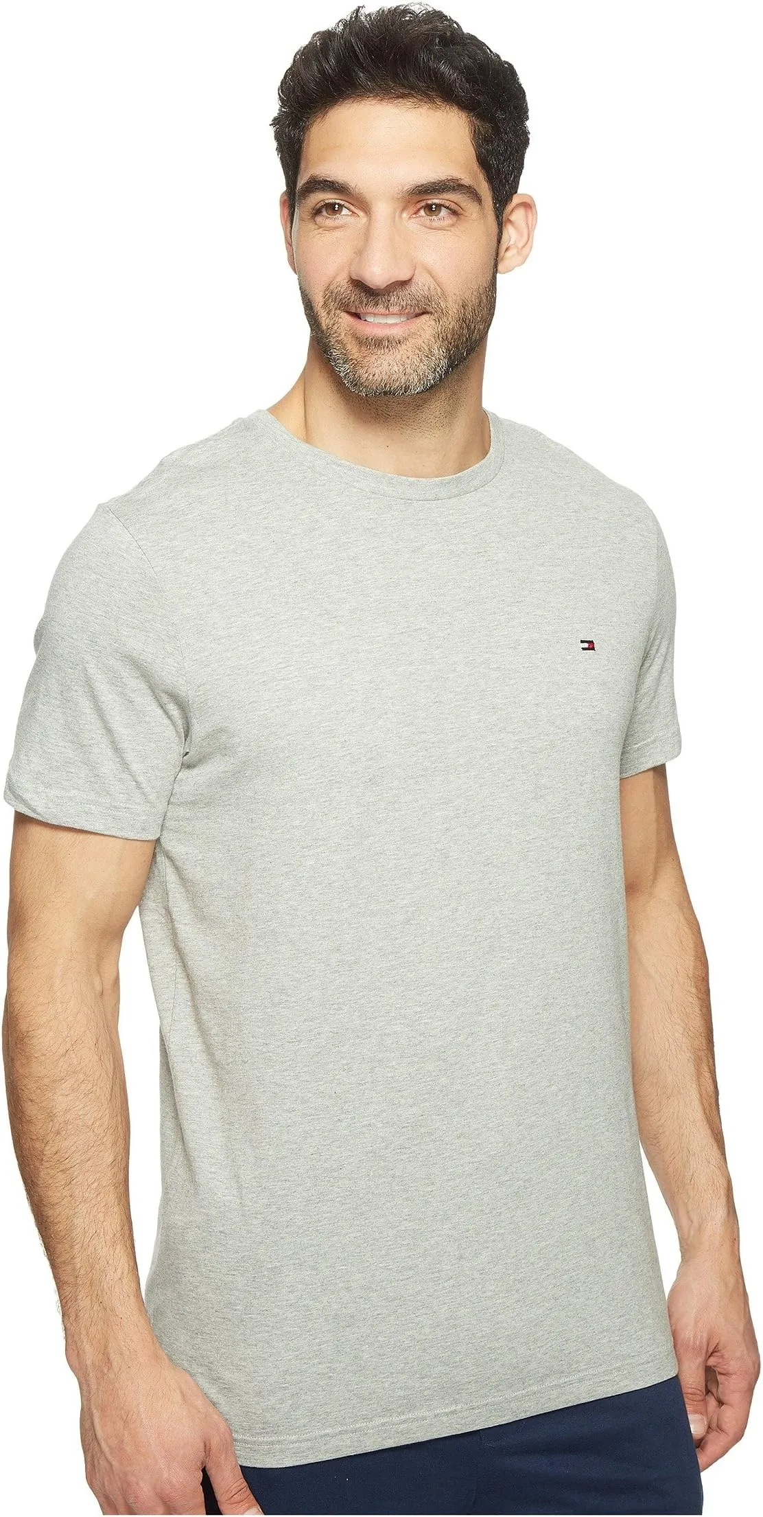 Core Tommy Hilfiger Flag Short Sleeve Crew Neck T-Shirt in Gray Heather