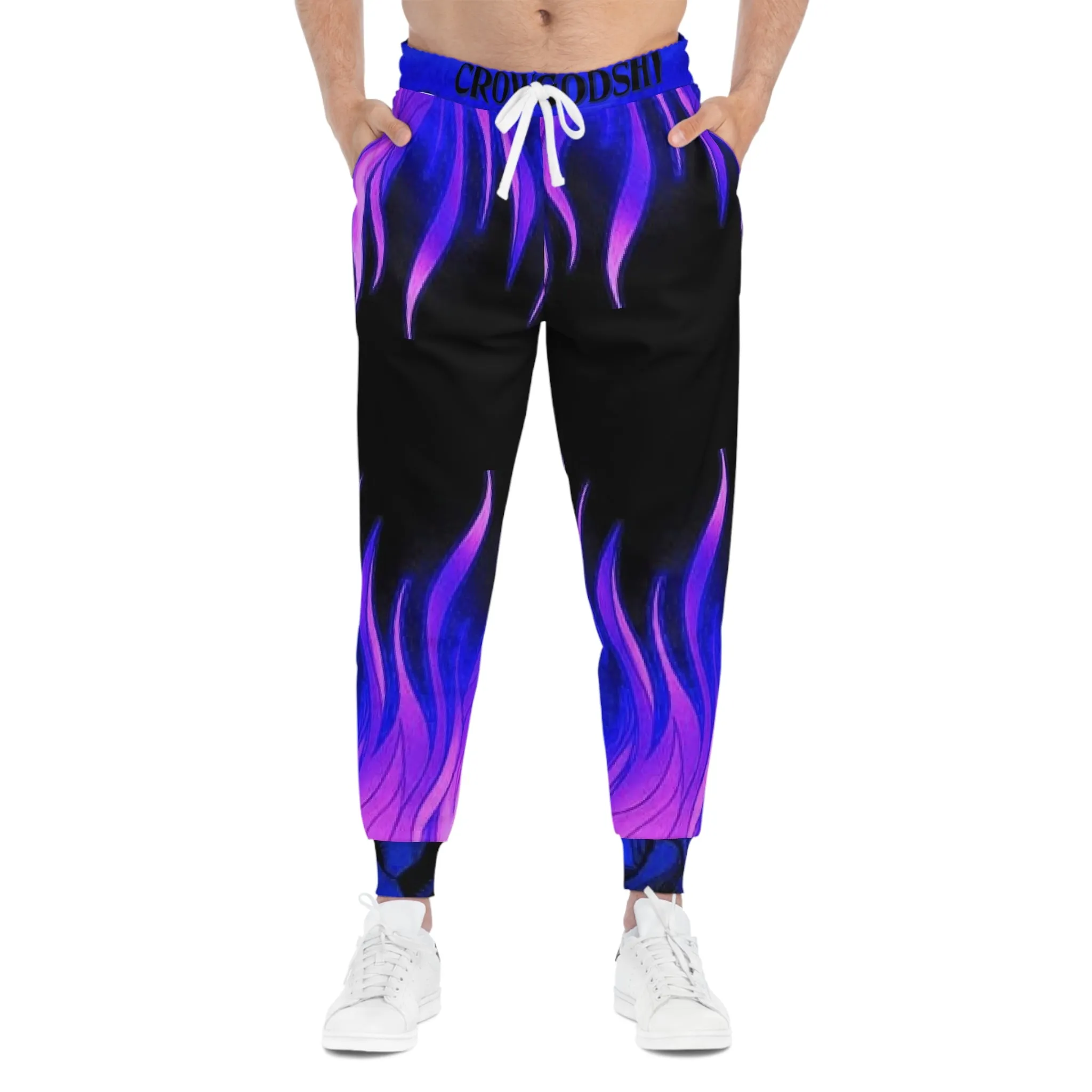 Crowgodshi Designer Incredible Blue & Purple FLAMES Athletic Joggers