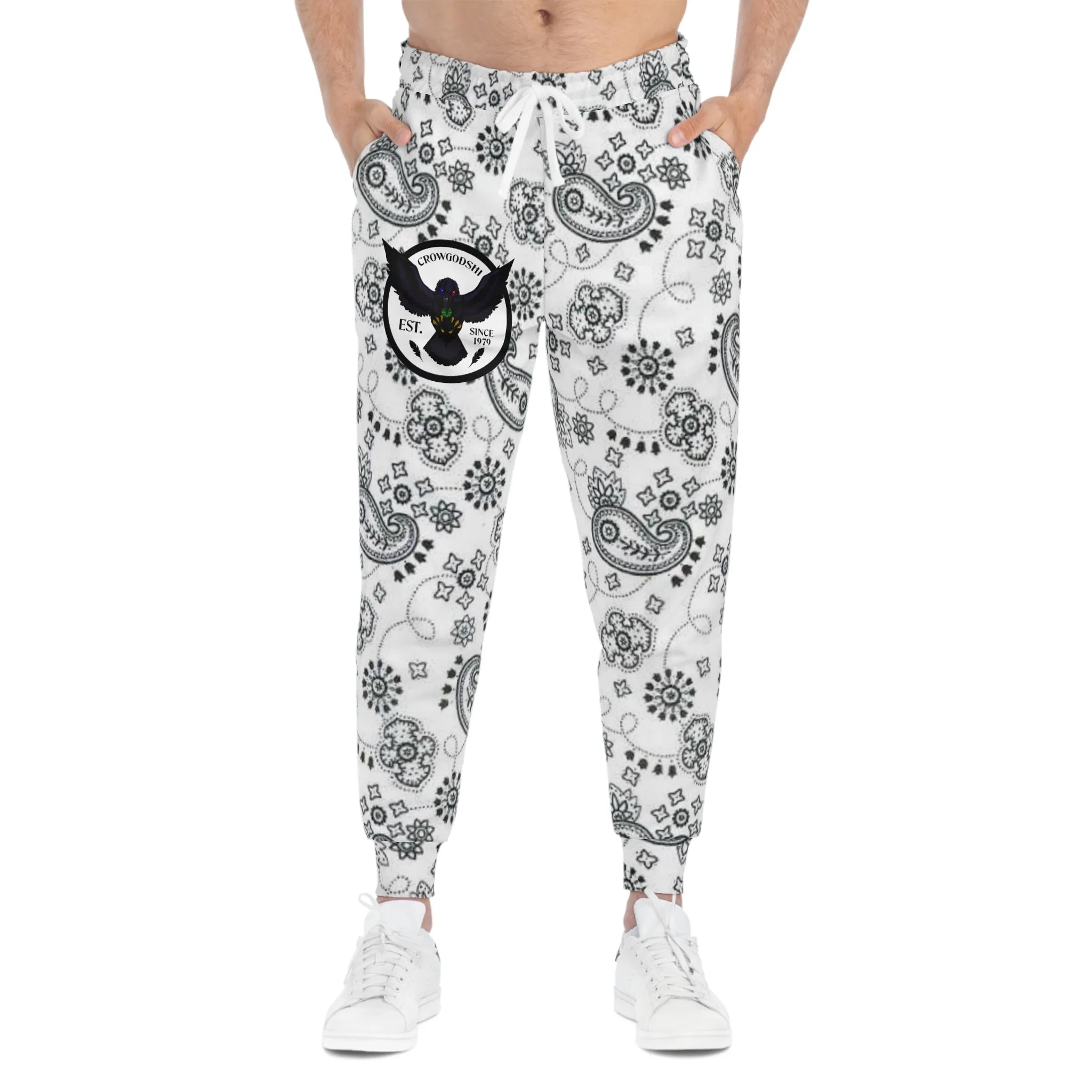 Crowgodshi White Colors Athletic Joggers