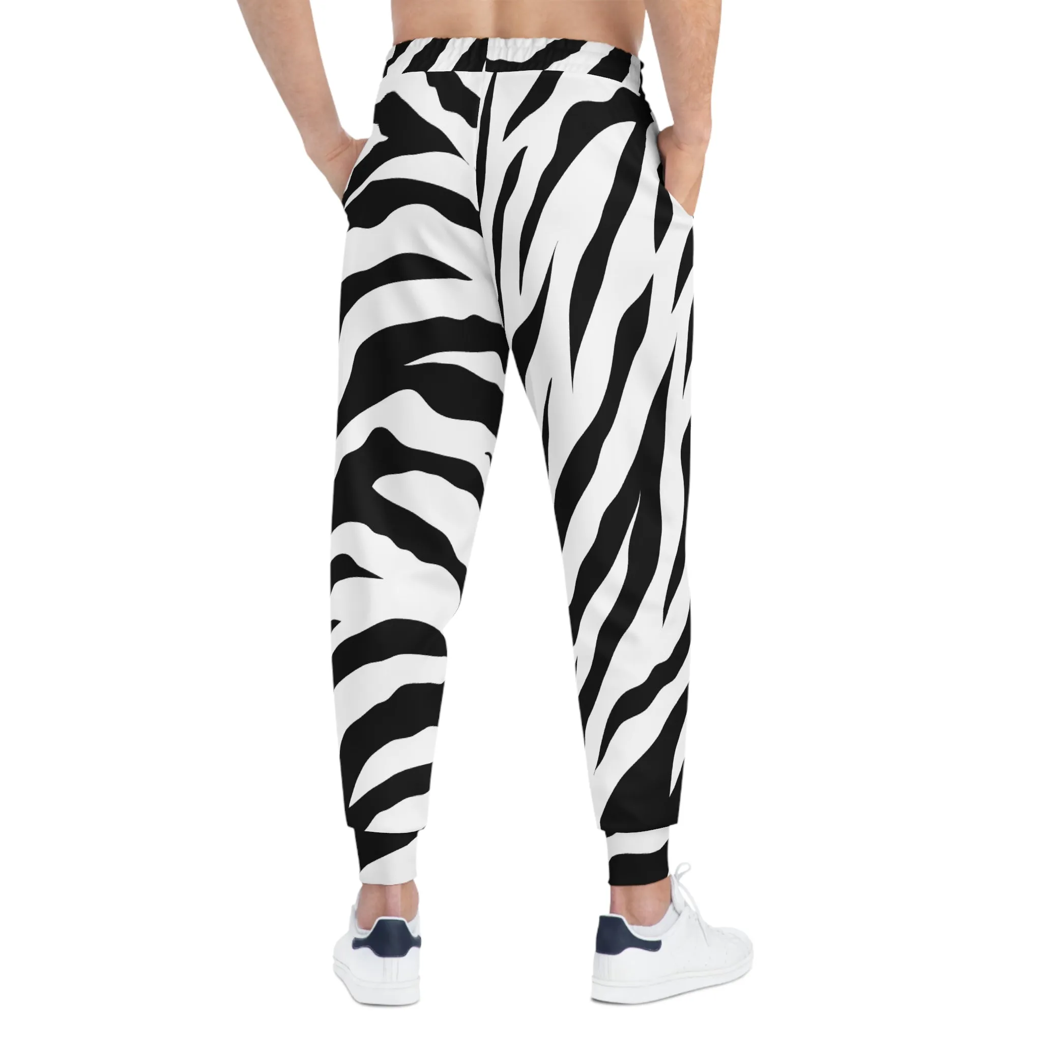 Crowgodshi White Tiger Print Athletic Joggers