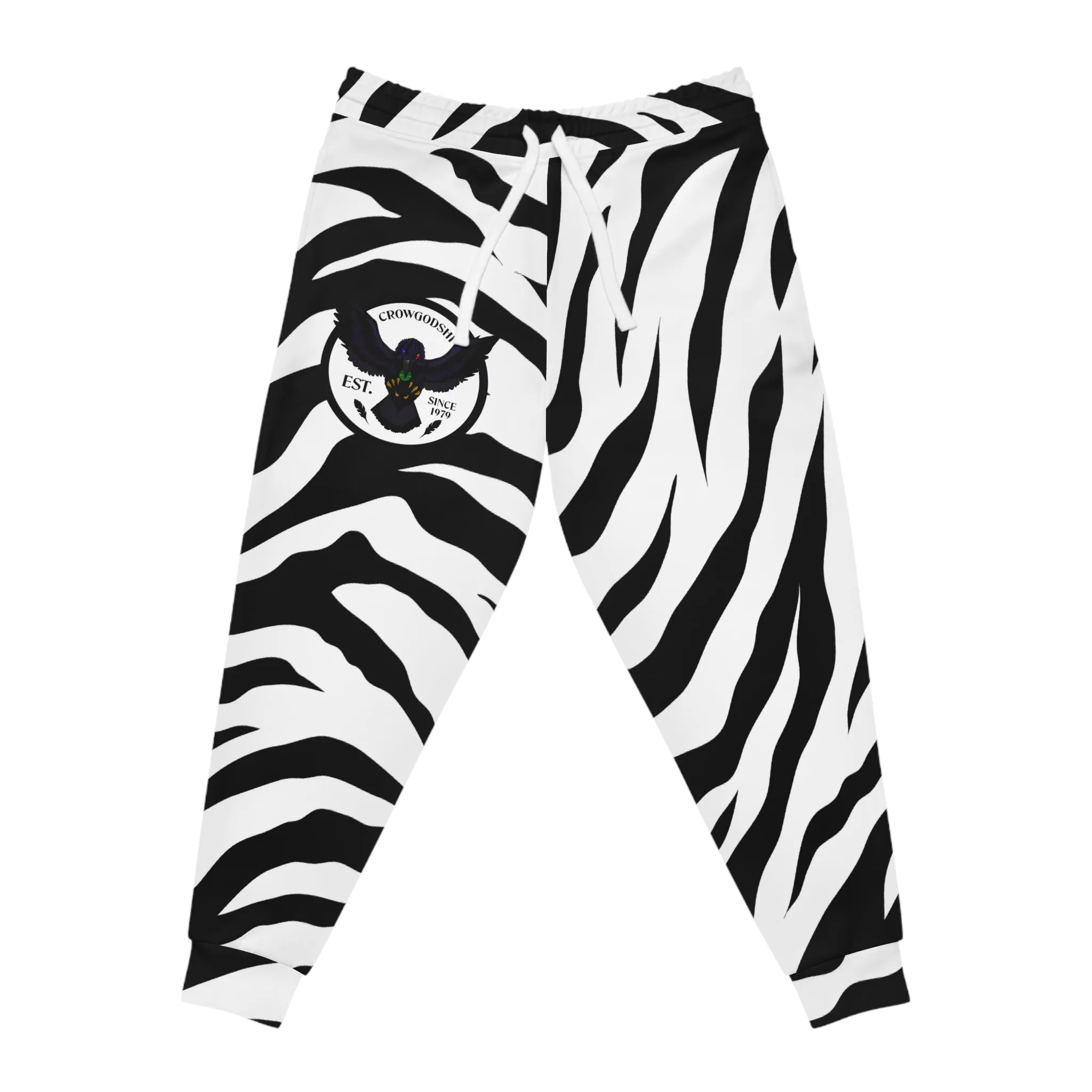 Crowgodshi White Tiger Print Athletic Joggers