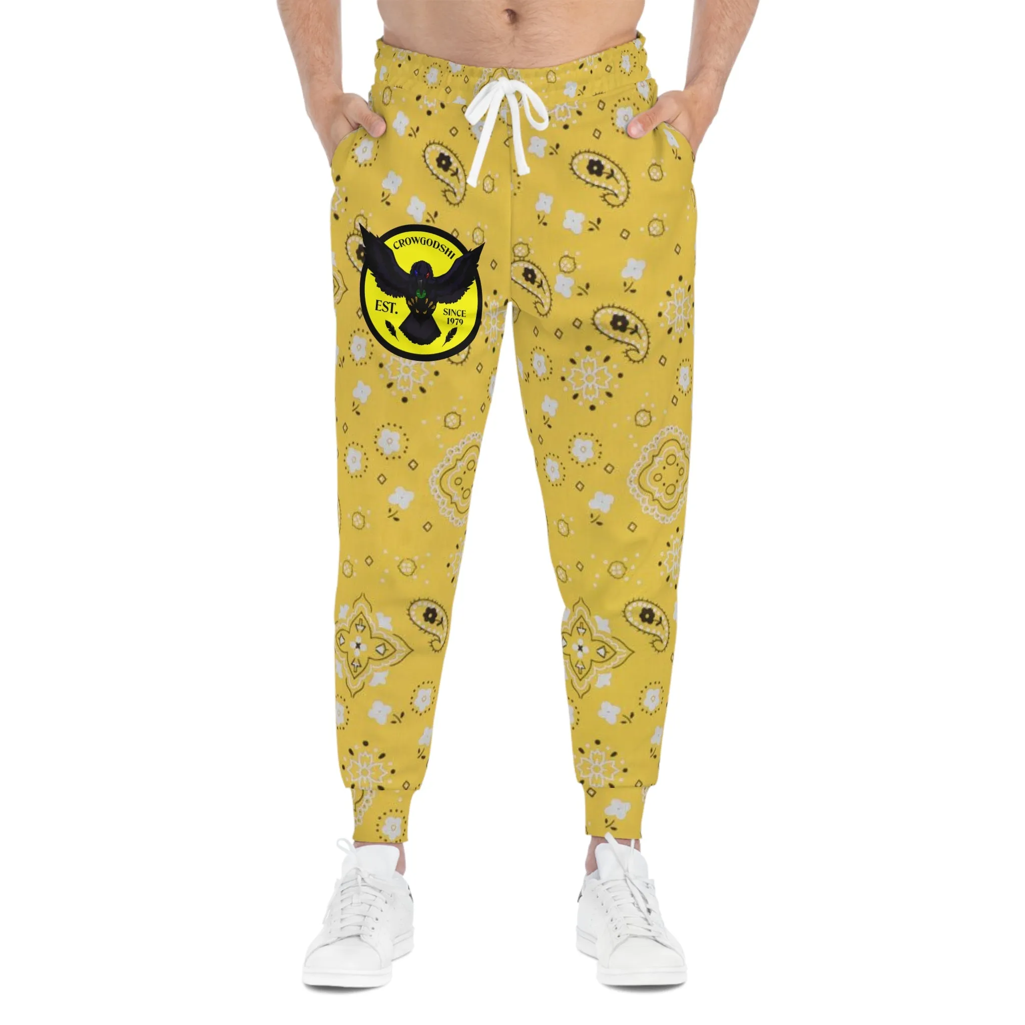 Crowgodshi Yellow Colors Athletic Joggers