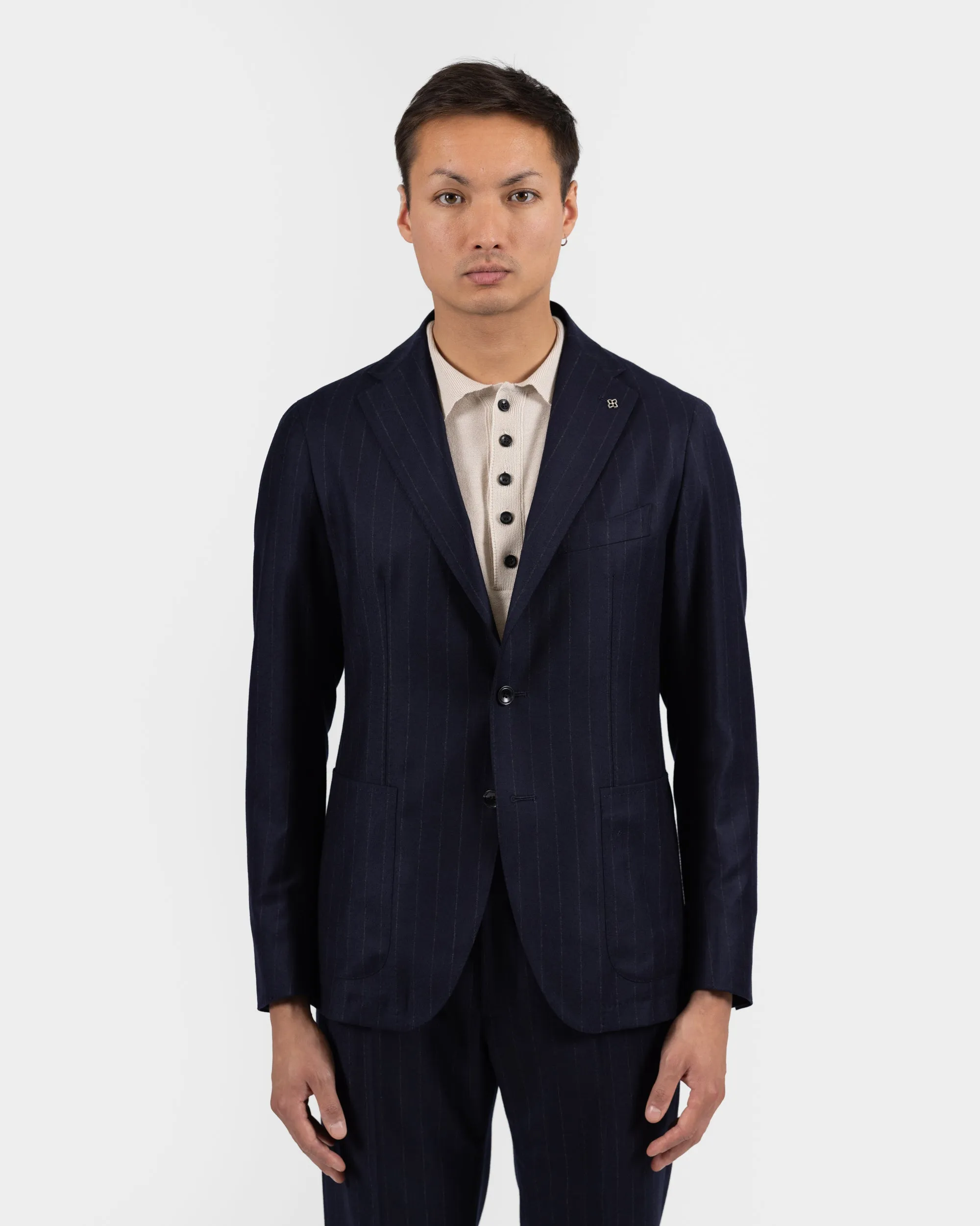 Dakar Virgin Wool Suit - Navy Blue Striped