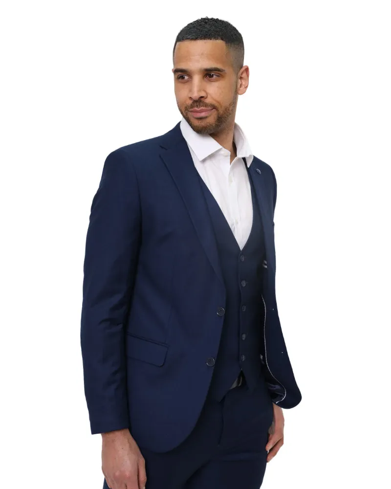 Dark Blue Classic Plain 3 Piece Men's Suit