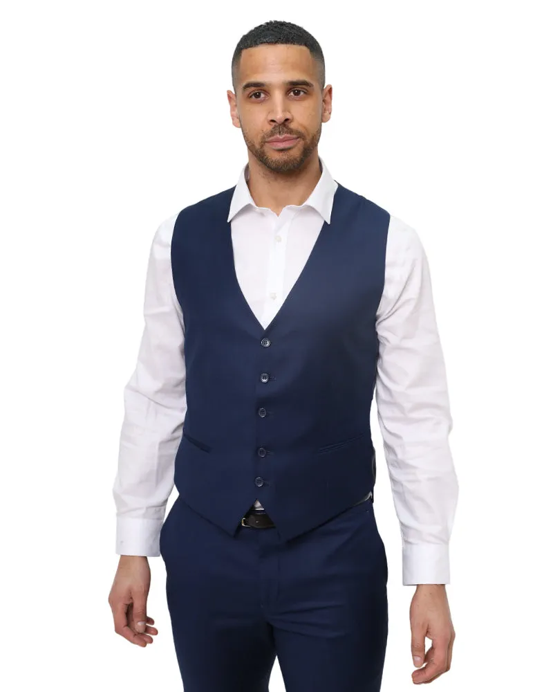 Dark Blue Classic Plain 3 Piece Men's Suit