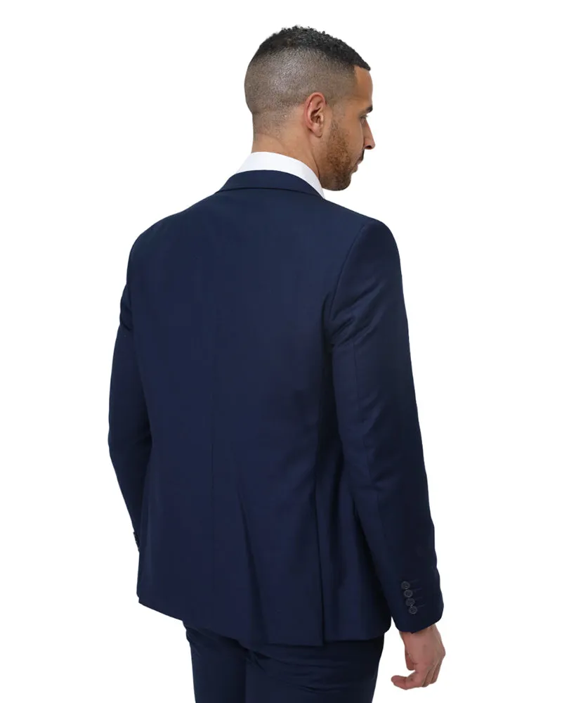 Dark Blue Classic Plain 3 Piece Men's Suit