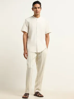 ETA Cream Striped Cotton Resort Fit Chinos