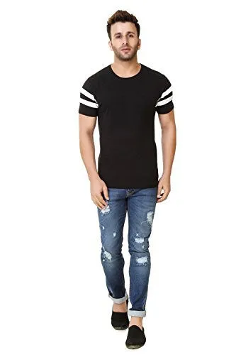 Fabstone Collection Black Cotton Half Round Neck T-Shirt