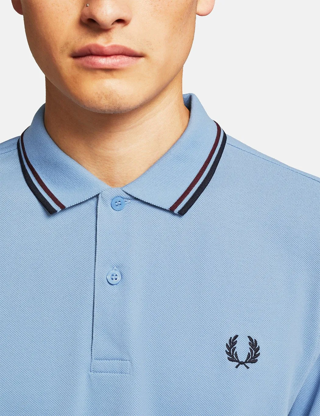 Fred Perry Twin Tipped Polo Shirt - Sky/Mahogany/Navy