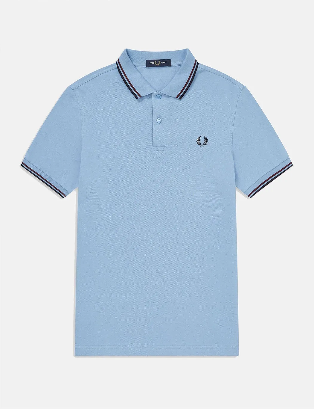 Fred Perry Twin Tipped Polo Shirt - Sky/Mahogany/Navy