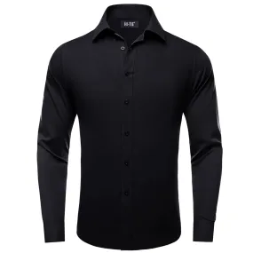 Hi-Tie Long Sleeve Shirt Solid Black Collar Shirt