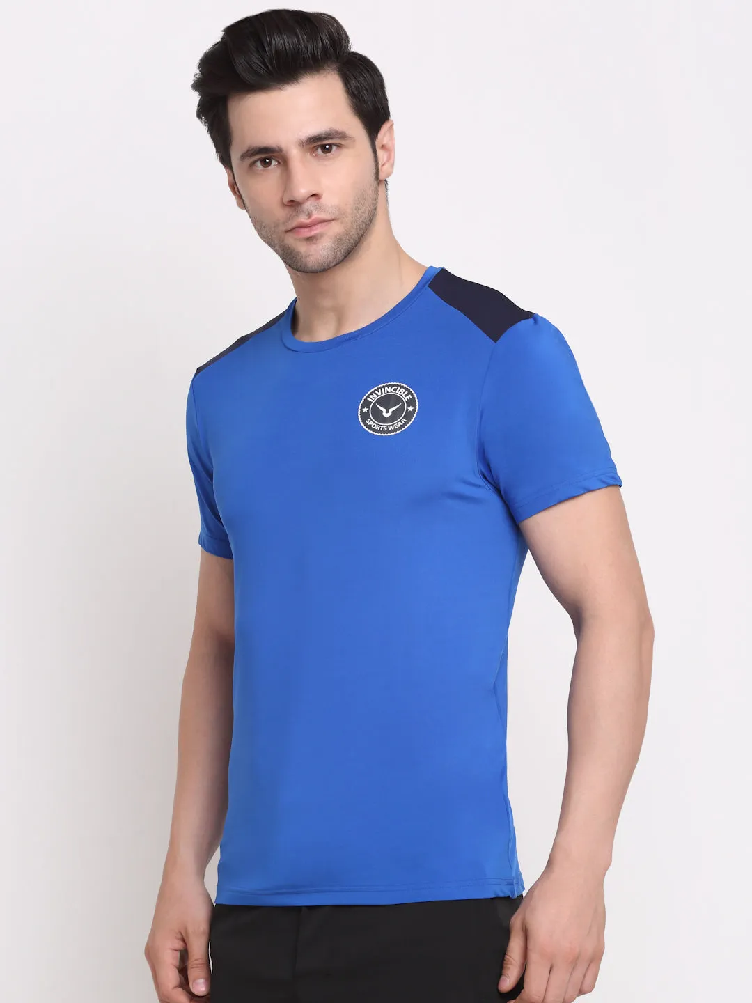 Invincible Men's Crew Neck Tee With Shoulder Panel