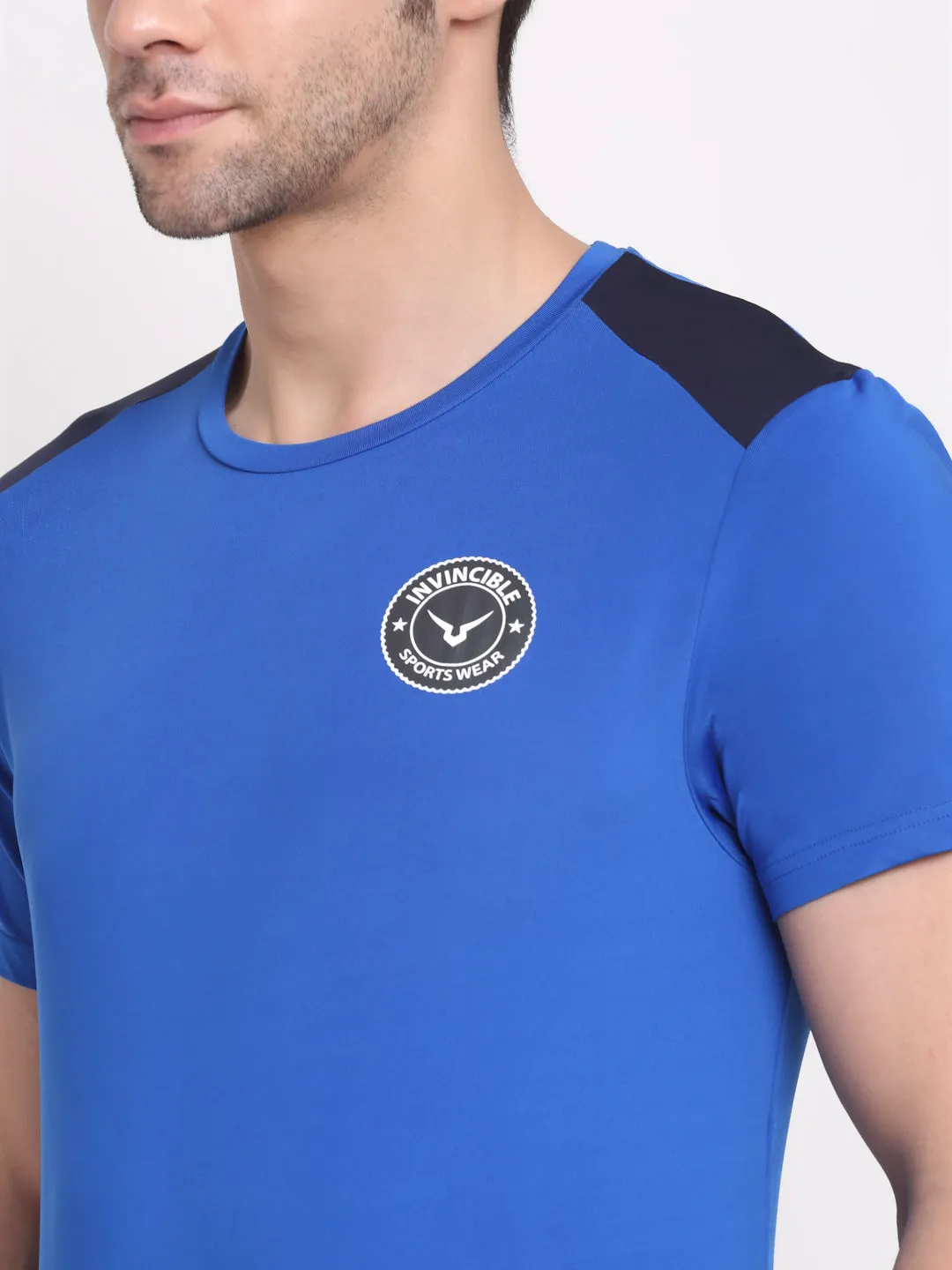 Invincible Men's Crew Neck Tee With Shoulder Panel