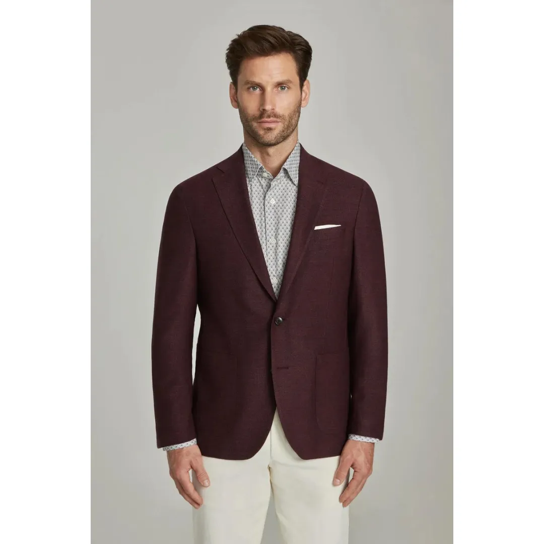 Jack Victor Hampton Wine Solid Wool Stretch Blazer