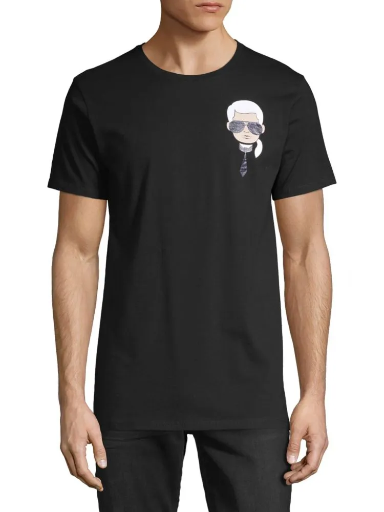 Karl Lagerfeld Paris Graphic Cotton T-Shirt, Black