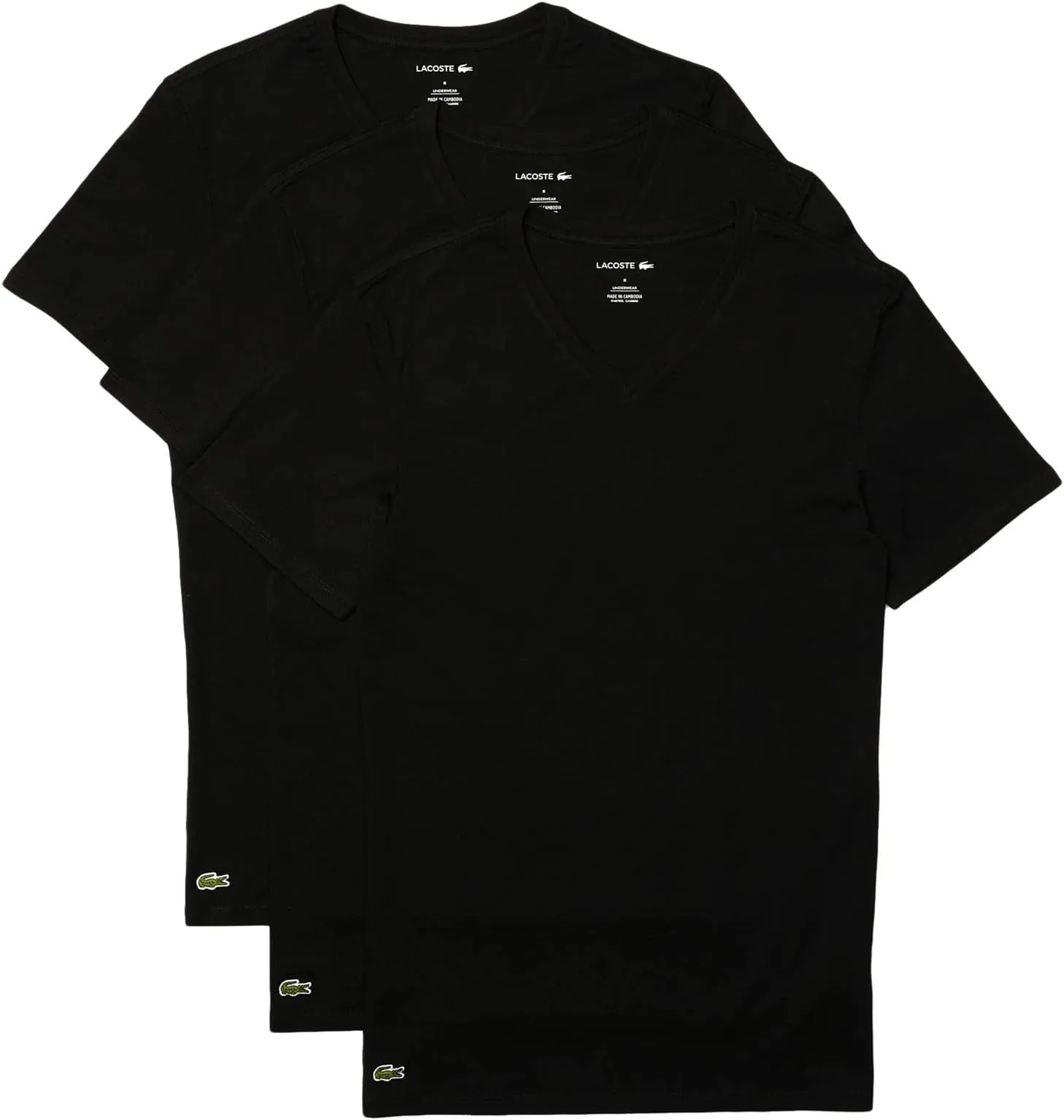 Lacoste Slim Fit Essential V-Neck T-Shirt 3 Pack, Black