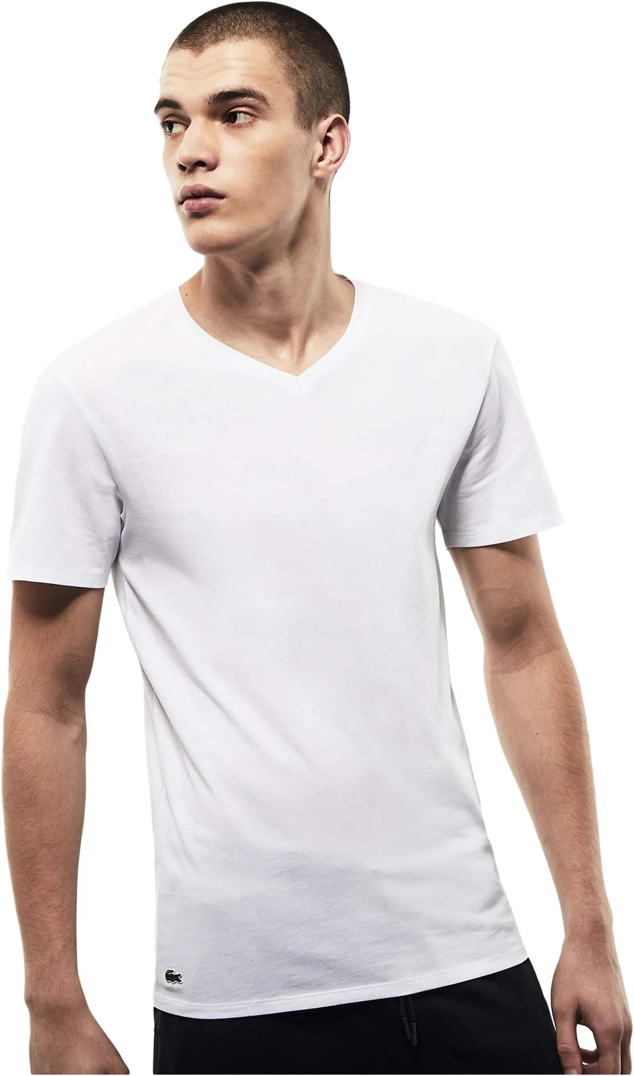 Lacoste Slim Fit Essential V-Neck T-Shirt 3 Pack, White