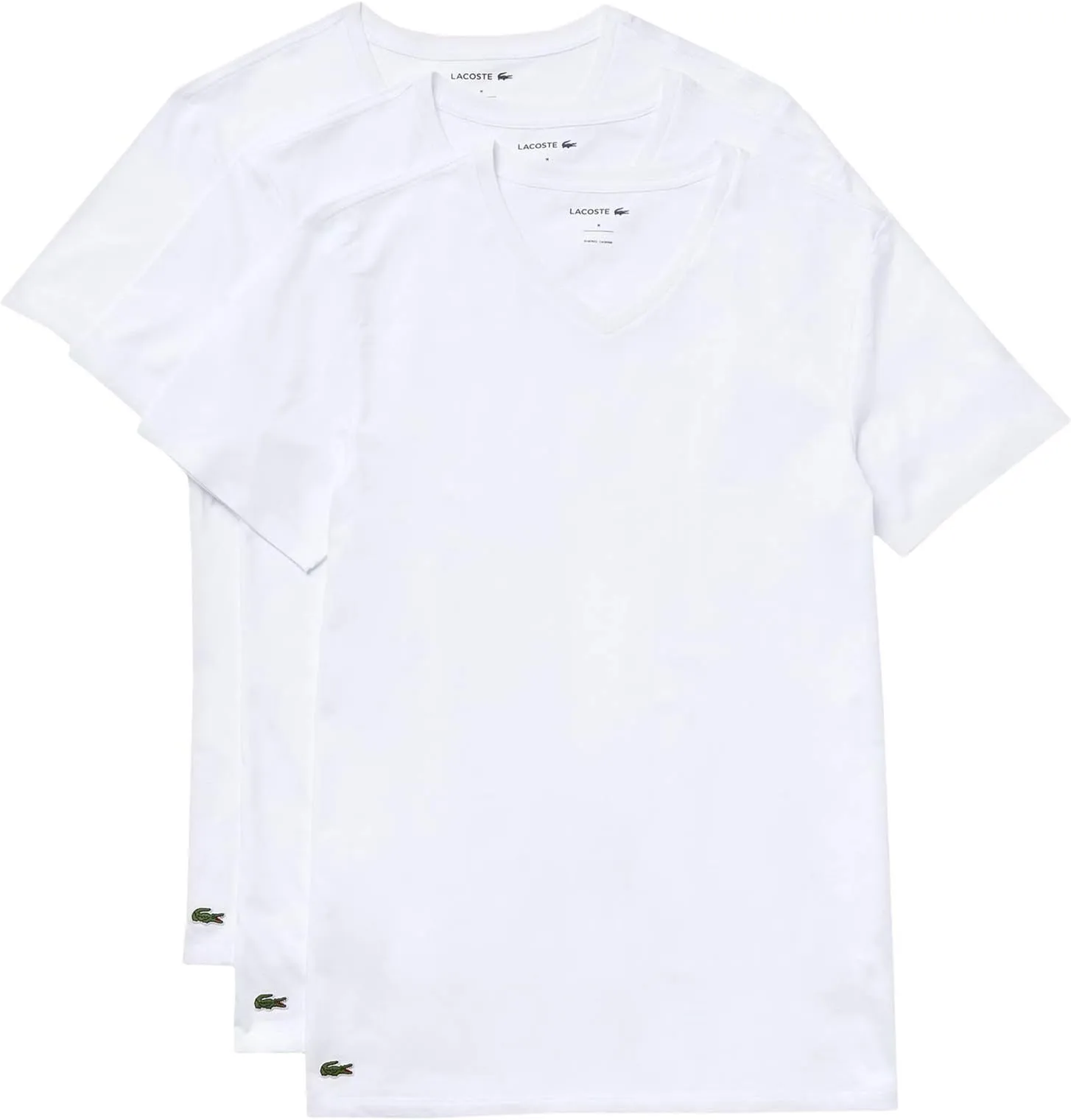 Lacoste Slim Fit Essential V-Neck T-Shirt 3 Pack, White