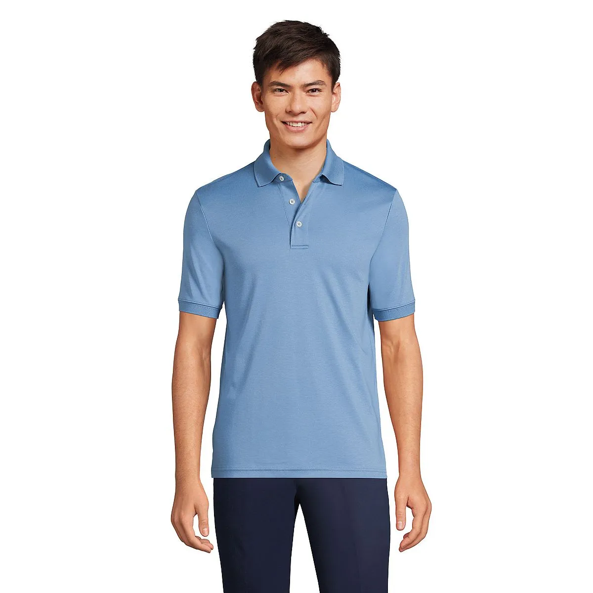 Lands' End Men's Super Soft Short Sleeve Polo Shirt Supima