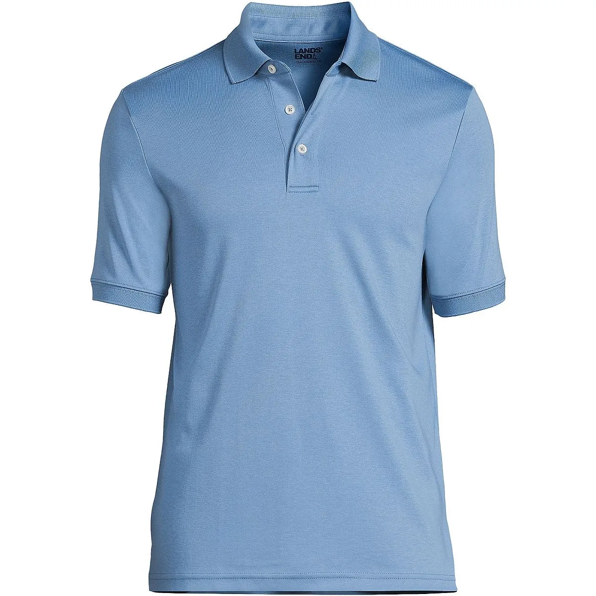 Lands' End Men's Super Soft Short Sleeve Polo Shirt Supima