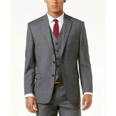 Lauren Ralph Lauren Men Wool Lined Two-Button Blazer, Grey Size 60 Long