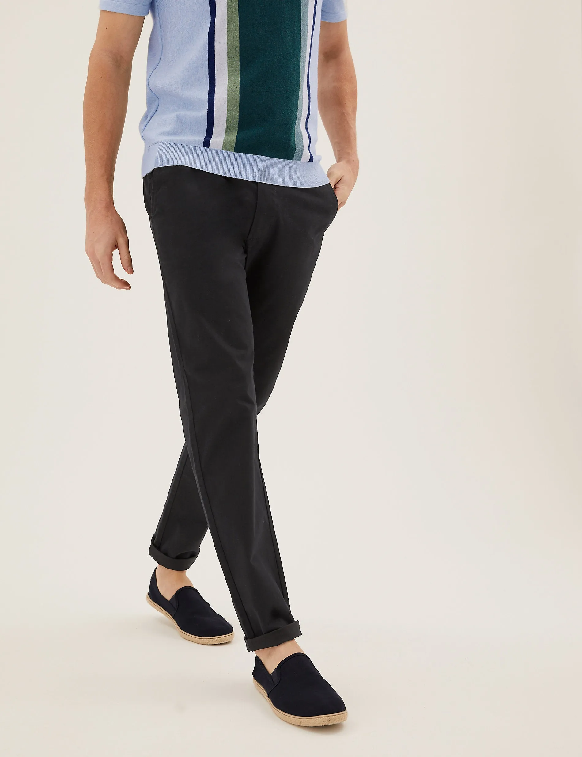 Marks & Spencer Loose Stretch Chinos, Navy