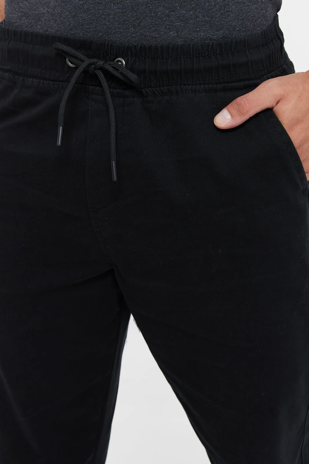 Men Black Basic Pull On Twill Jogger