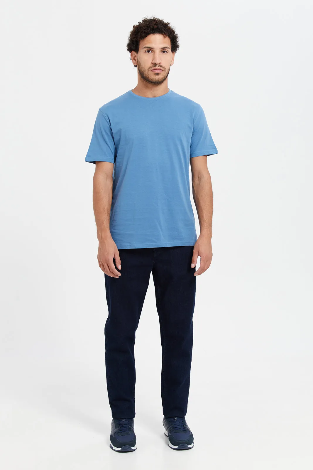 Men Blue Round Neck T-Shirt