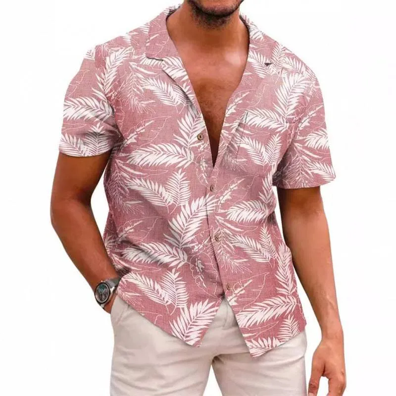 Men dress shirts Summer Printed Short-sleeved Shirt strips Pattern