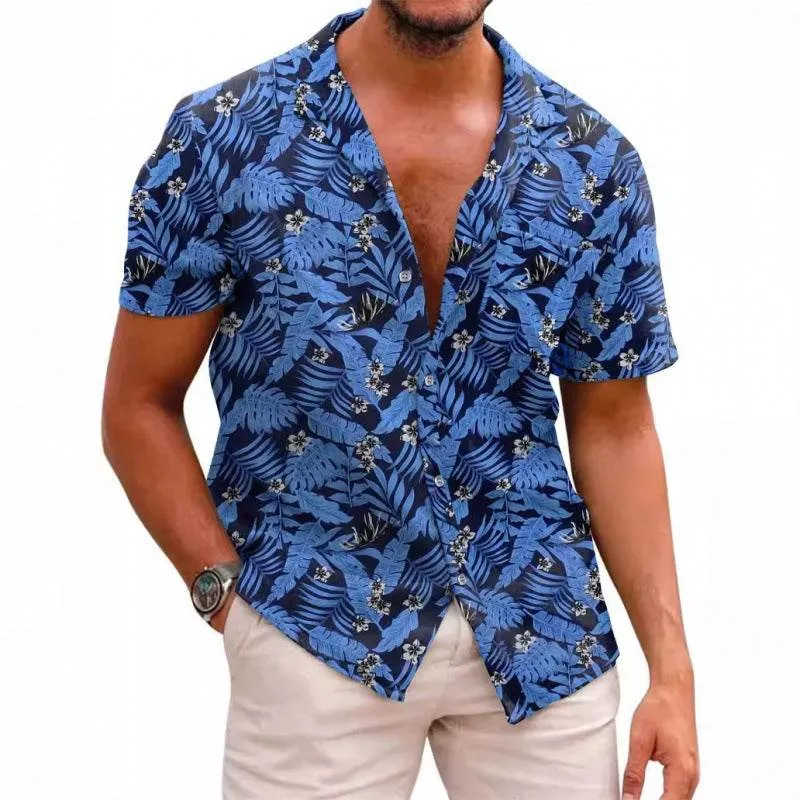 Men dress shirts Summer Printed Short-sleeved Shirt strips Pattern