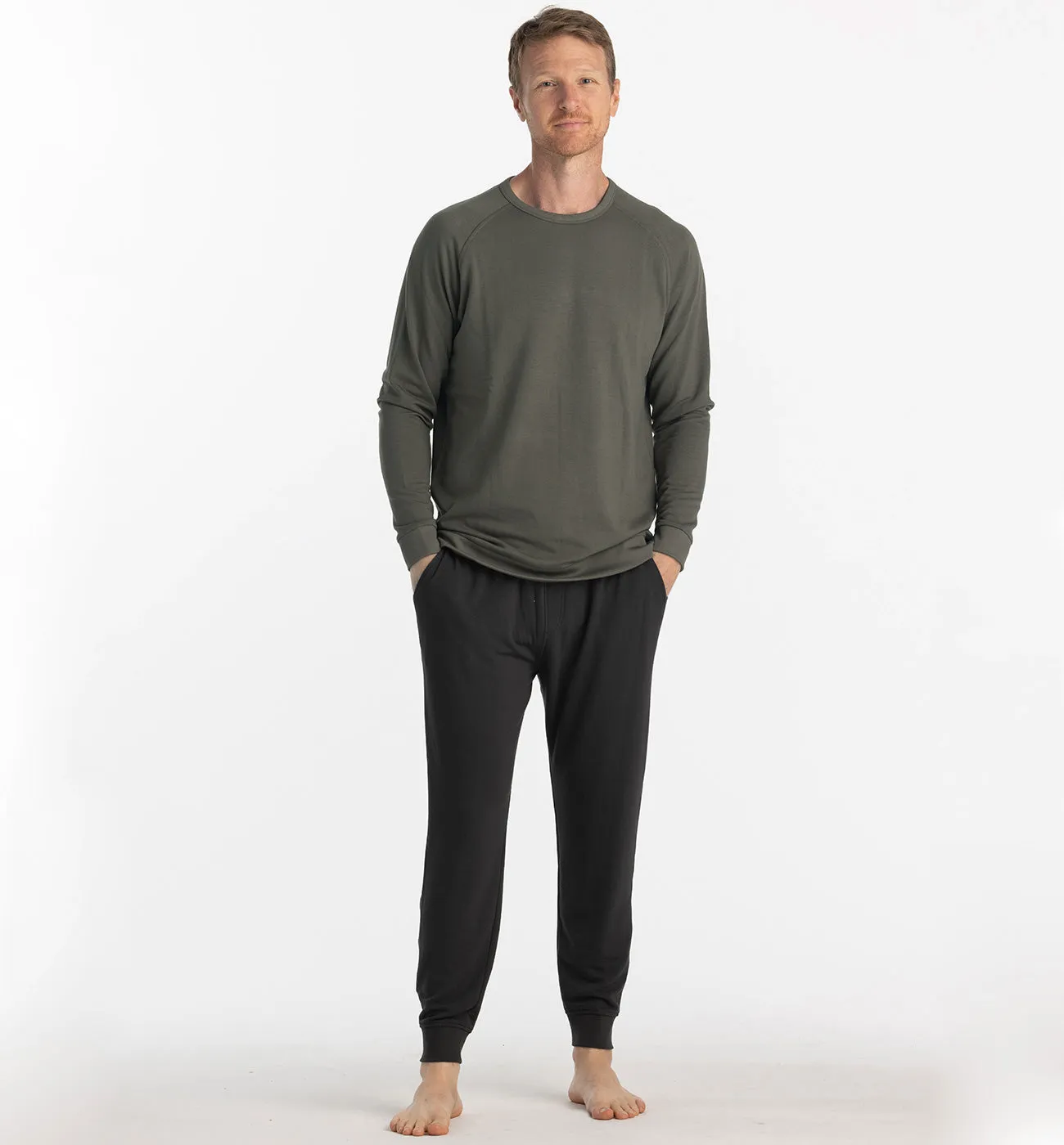 Men's Bamboo Lightweight Fleece Crew - Fatigue