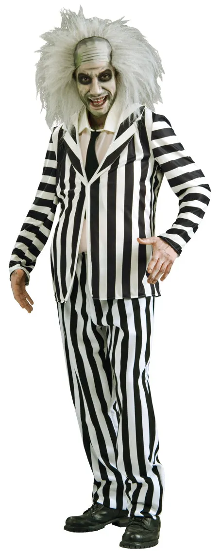 Men's Beetlejuice Halloween Beetle Juice Striped Suit Costume