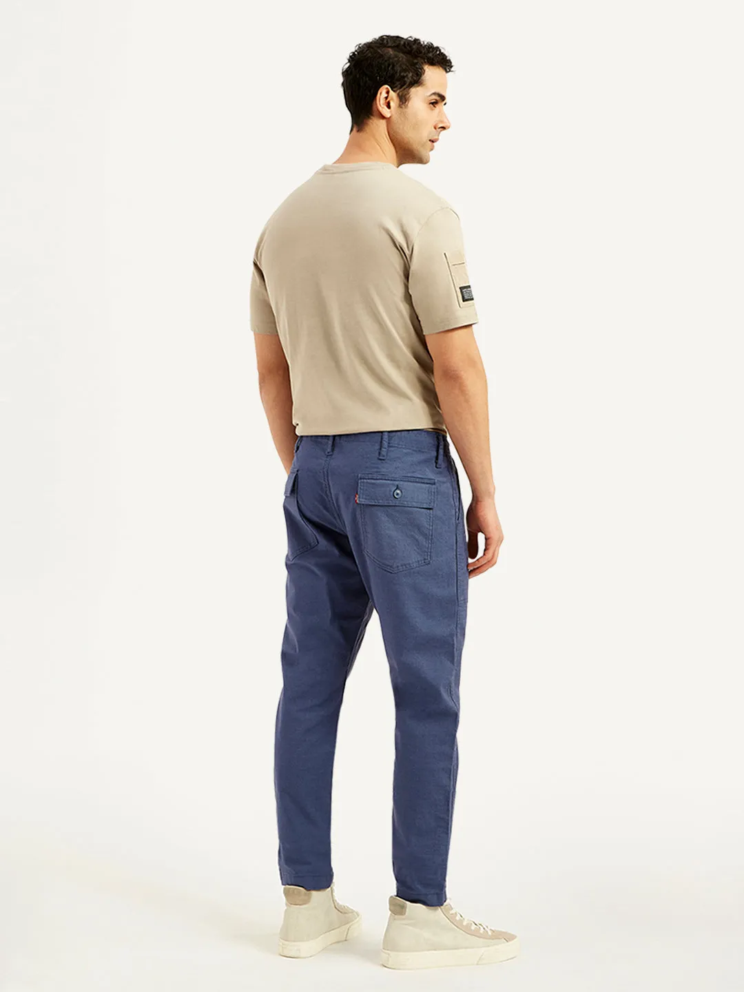 Men's Blue Slim Tapered Fit Trousers