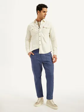 Men's Blue Slim Tapered Fit Trousers