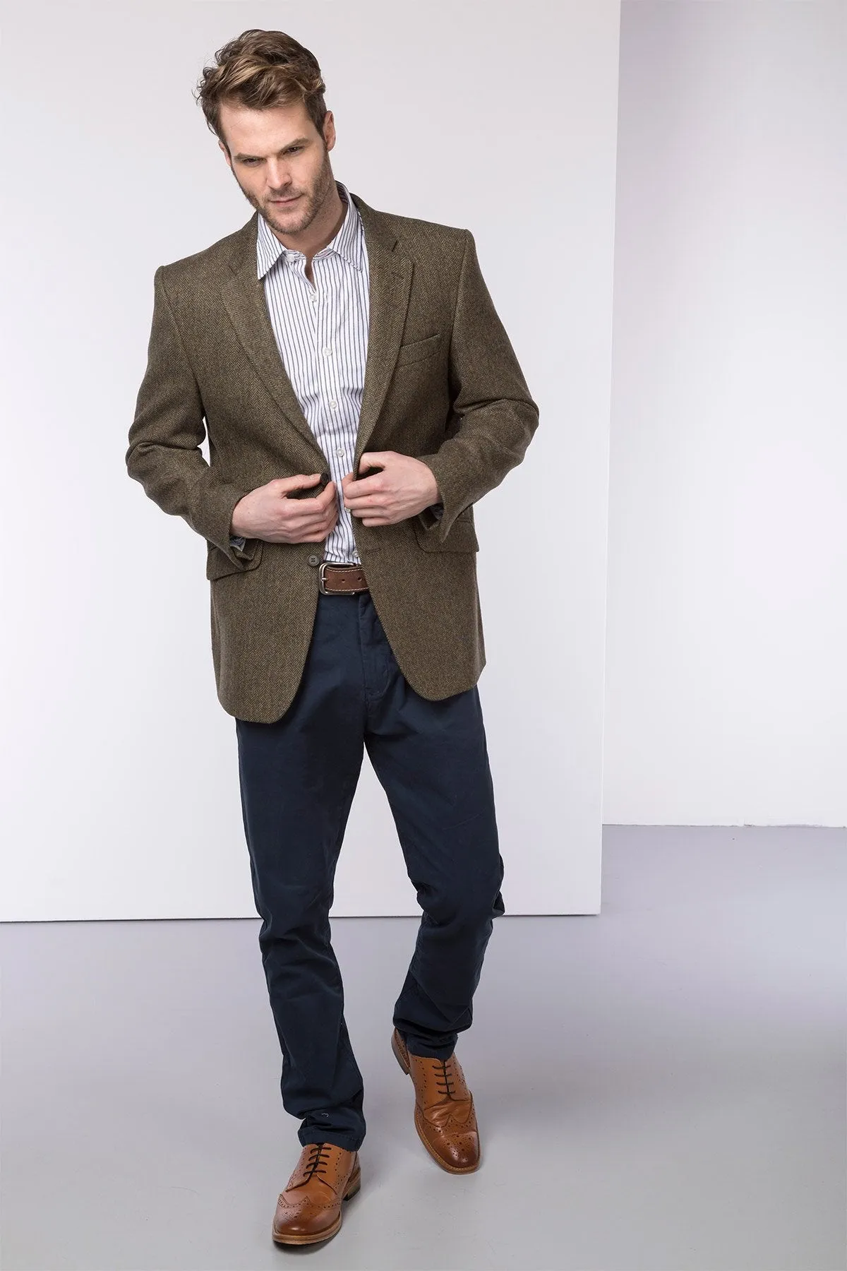 Men's Brown Herringbone Tweed Jacket - Ripley