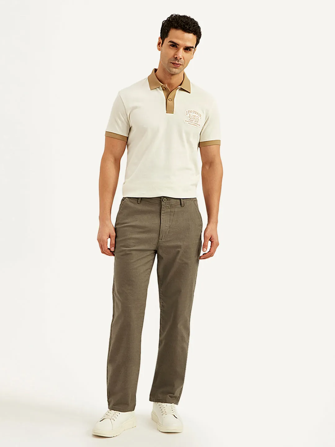 Men's Brown Straight Fit Chinos