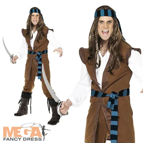 Men's Captain Caribbean Pirate Buccaneer Book Day Fancy Dress Costume