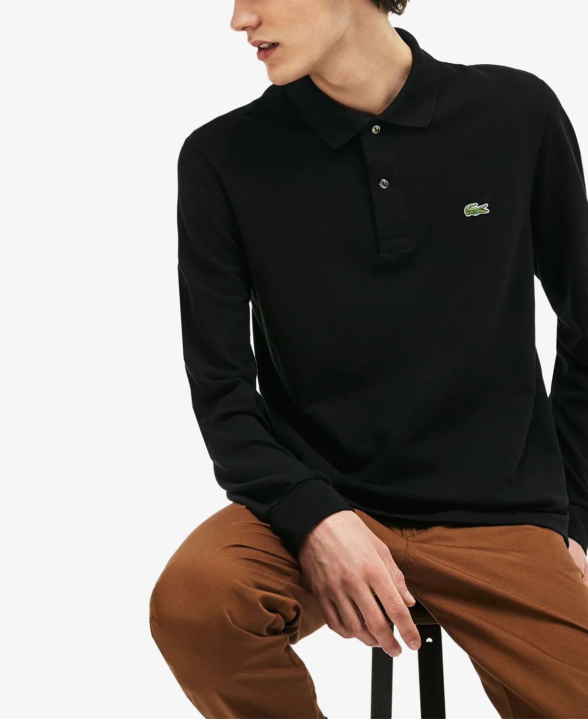 Men's classic long sleeve polo shirt l.12.12 Lacoste, black