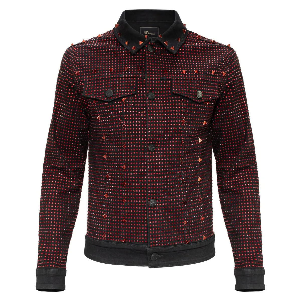 Men's Crystalized Studded Denim Jacket European Fashion | JJ208