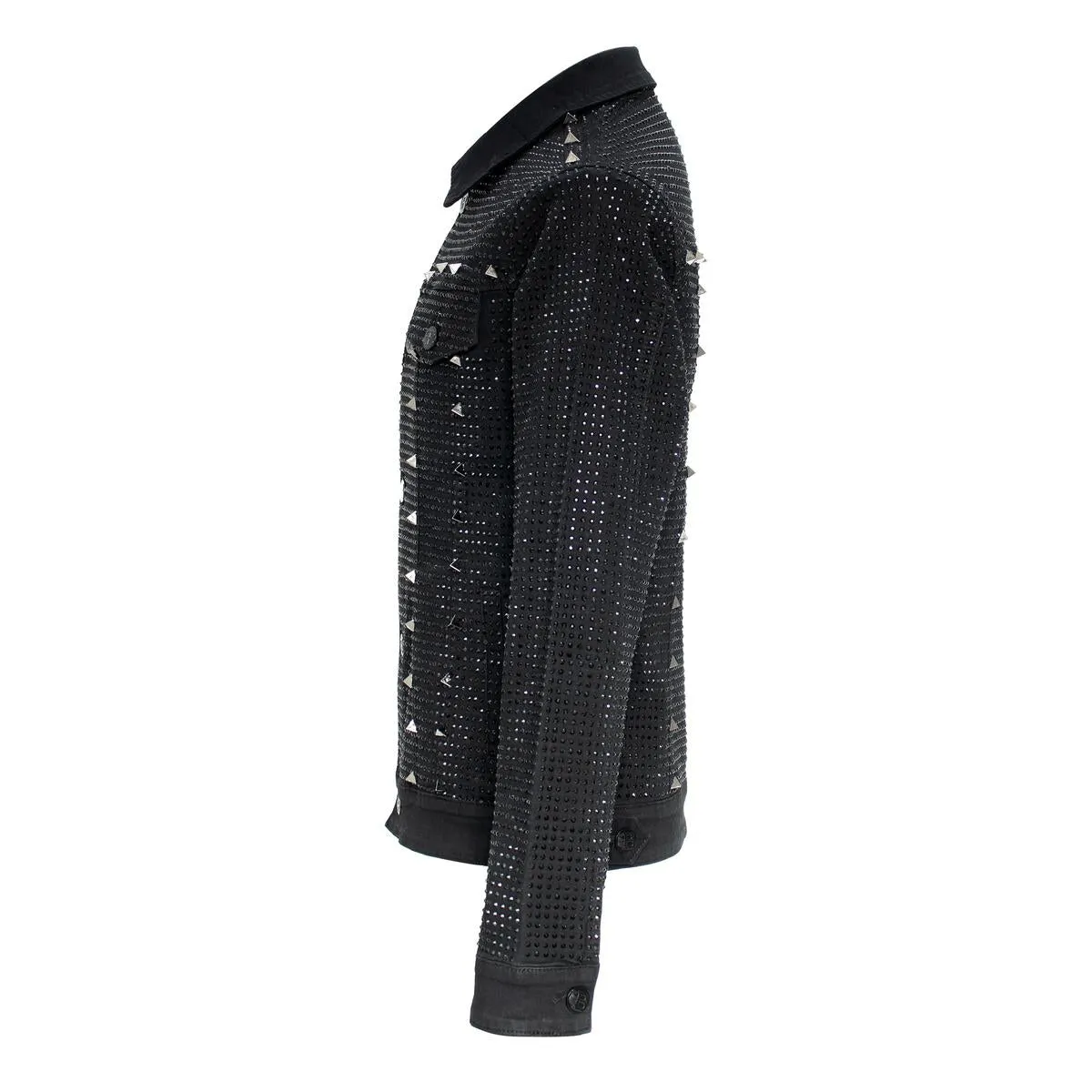 Men's Crystalized Studded Denim Jacket European Fashion | JJ208